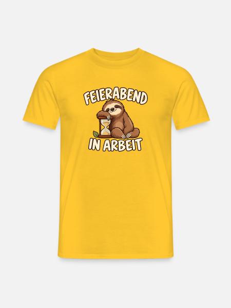 Faultier – Feierabend in Arbeit - Männer T-Shirt - Gelb