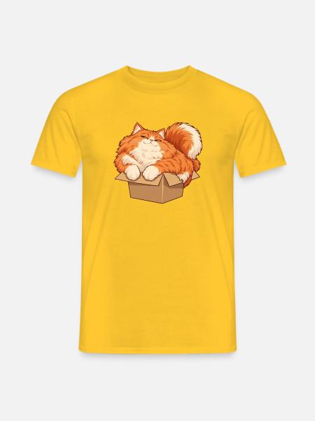 Katze im kleinen Karton - Männer T-Shirt - Gelb
