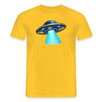 UFO Lichtstrahl Alien-Design - Männer T-Shirt - Gelb - Vorne - AI Model Male 178 dark (178cm)