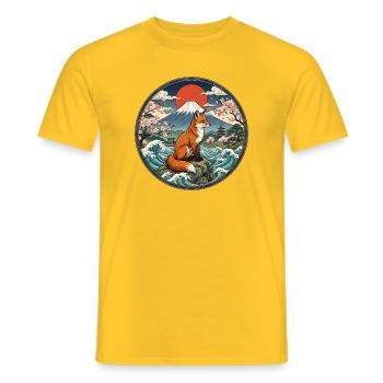 Fuchs vor dem Fuji - Männer T-Shirt - Gelb - Vorne - AI Model Male 178 dark (178cm)
