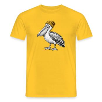 Pelikan mit Strickmütze - Männer T-Shirt - Gelb - Vorne - AI Model Male 178 dark (178cm)