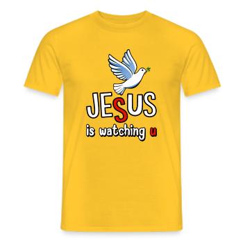 Jesus is watching u - Männer T-Shirt - Gelb - Vorne - AI Model Male 178 dark (178cm)