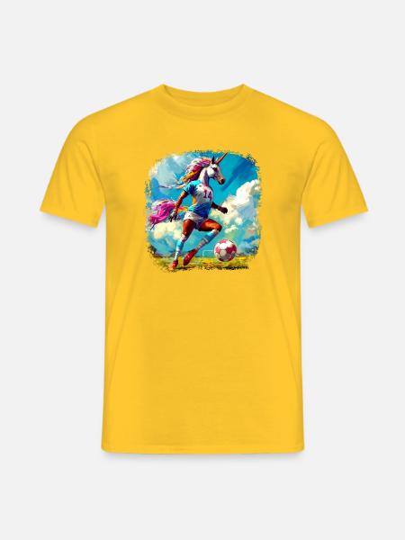 Einhörner Fussball / Fussballer Einhorn - Männer T-Shirt - Gelb