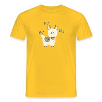 Weihnachts-Lama mit Rentieroutfit und Glöckchen - Männer T-Shirt - Gelb - Vorne - AI Model Male 178 dark (178cm)