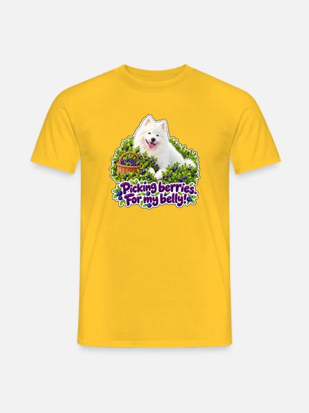 Samojedenhund mit Beeren - Männer T-Shirt - Gelb