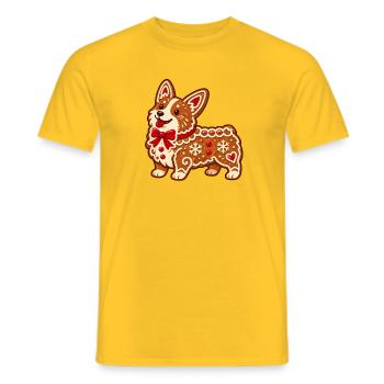Lebkuchen-Corgi mit Schleife - Männer T-Shirt - Gelb - Vorne - AI Model Male 178 dark (178cm)