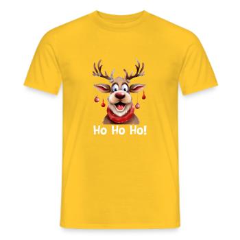 Rentier Ho Ho Ho Weihnachten Lustiges Motiv - Männer T-Shirt - Gelb - Vorne - AI Model Male 178 dark (178cm)
