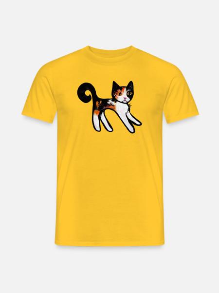 Calico Verspielte Katzen-Silhouette - Männer T-Shirt - Gelb