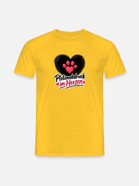 Pfotenabdruck im Herzen - Männer T-Shirt - Gelb