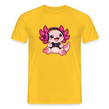 Gaming Axolotl – Zocker Wassermonster - Männer T-Shirt - Gelb - Vorne - AI Model Male 178 dark (178cm)