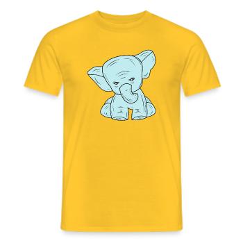 Blaue Linie zeichnender Elefanten - Männer T-Shirt - Gelb - Vorne - AI Model Male 178 dark (178cm)