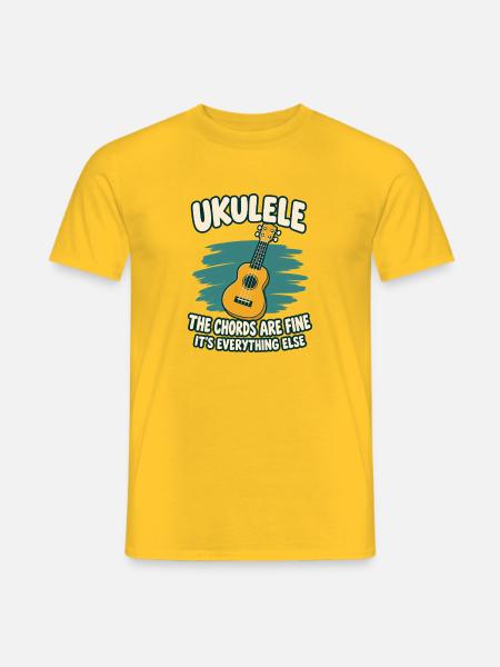 Lustiger Ukulele-spieler Dunkler Humor - Männer T-Shirt - Gelb