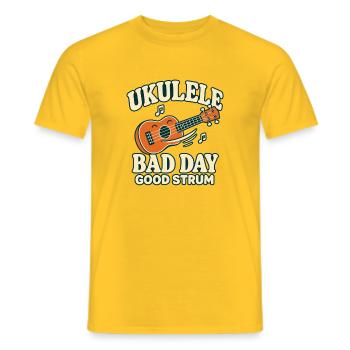 Lustiger Ukulele-spieler Dunkler Humor - Männer T-Shirt - Gelb - Vorne - AI Model Male 178 dark (178cm)