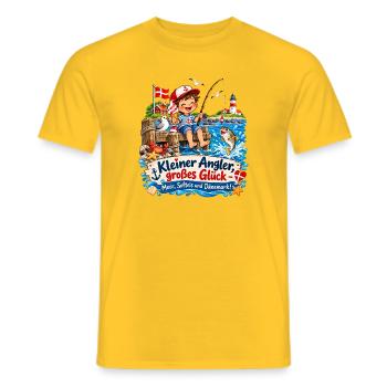 KleinerAngler GroßesGlück Küstenpoesie - Männer T-Shirt - Gelb - Vorne - AI Model Male 178 dark (178cm)
