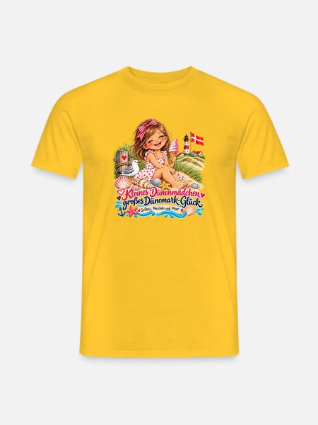 Dänemark Düne Mädchen Strandglück - Männer T-Shirt - Gelb