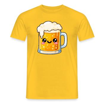 Kawaii Bierkrug Jubel - Männer T-Shirt - Gelb - Vorne - AI Model Male 178 dark (178cm)