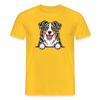 Aussie Australian Shepherd - Männer T-Shirt - Gelb - Vorne - AI Model Male 178 dark (178cm)