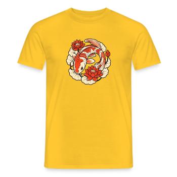 Koi Karpfen im Kreis Lotosblumen Japan Art Shirt - Männer T-Shirt - Gelb - Vorne - AI Model Male 178 dark (178cm)