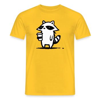 Raccoon Latte Schwarzweiß - Männer T-Shirt - Gelb - Vorne - AI Model Male 178 dark (178cm)
