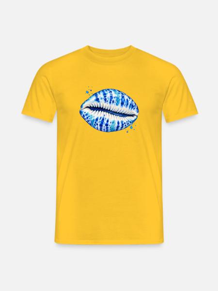 Kobaltblaues Kuhschalendesign - Männer T-Shirt - Gelb
