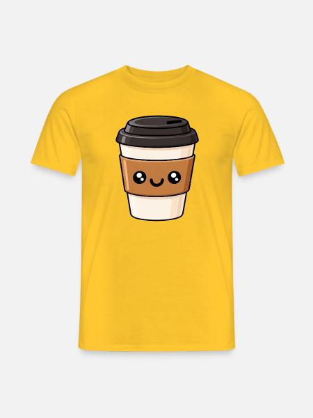 KaffeeKawaii Becherliebe - Männer T-Shirt - Gelb