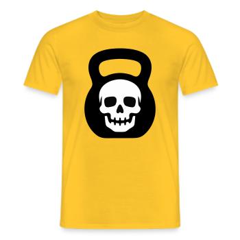 Totenkopf Kettlebell Logo - Männer T-Shirt - Gelb - Vorne - AI Model Male 178 dark (178cm)