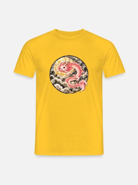 Axolotl Drache – Mystischer Asiatischer Drache - Männer T-Shirt - Gelb