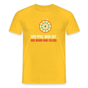 Dart Ausrede: Das Board hing falsch - Männer T-Shirt - Gelb - Vorne - AI Model Male 178 dark (178cm)