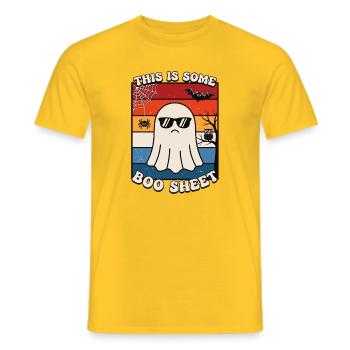 Lustiger Geist mit cooler Sonnenbrille Halloween  - Männer T-Shirt - Gelb - Vorne - AI Model Male 178 dark (178cm)