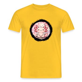 Relaxolotl – Meditierendes Axolotl im Lotussitz - Männer T-Shirt - Gelb - Vorne - AI Model Male 178 dark (178cm)