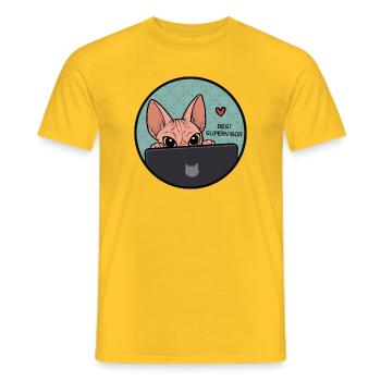 Beste Supervisor Katze - Sphynx Cat  - Männer T-Shirt - Gelb - Vorne - AI Model Male 178 dark (178cm)