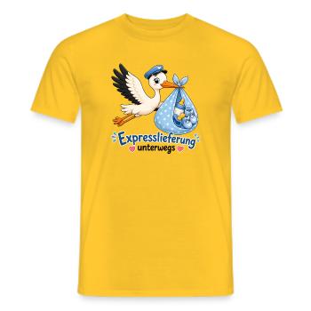 Expresslieferung Babyankündigung Schwangerschaft - Männer T-Shirt - Gelb - Vorne - AI Model Male 178 dark (178cm)