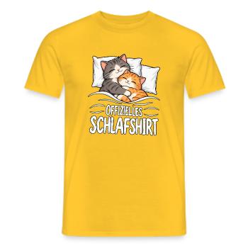 Schlafshirt Katze - Männer T-Shirt - Gelb - Vorne - AI Model Male 178 dark (178cm)