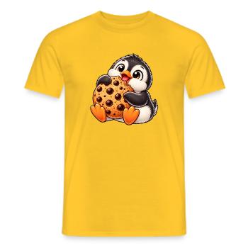 Süßer Pinguin Cartoon mit Keks Nachtisch - Männer T-Shirt - Gelb - Vorne - AI Model Male 178 dark (178cm)