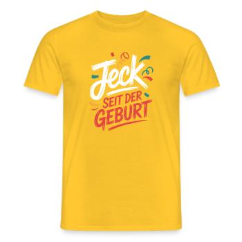 Jeck seit der Geburt Kölner Karneval Rosenmontag - Männer T-Shirt - Gelb - Vorne - AI Model Male 178 dark (178cm)