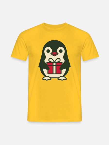 Pinguin Rotes Geschenk Icon - Männer T-Shirt - Gelb