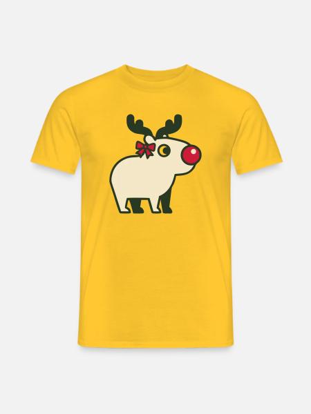Rentier Rote Nase Icon - Männer T-Shirt - Gelb