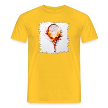 Farbexplosion Tennisracket Kunst - Männer T-Shirt - Gelb - Vorne - AI Model Male 178 dark (178cm)