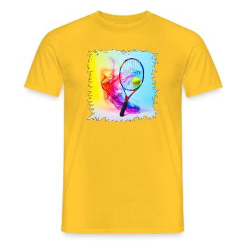 Farbenexplosion Tennisracket - Männer T-Shirt - Gelb - Vorne - AI Model Male 178 dark (178cm)