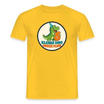 6 Geburtstag – Kleiner Dino große Pläne - Männer T-Shirt - Gelb - Vorne - AI Model Male 178 dark (178cm)