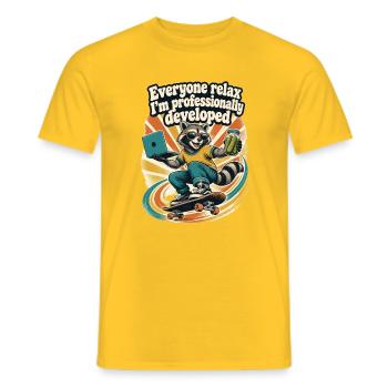 Alle entspannt euch, ich bin beruflich entwickelt - Männer T-Shirt - Gelb - Vorne - AI Model Male 178 dark (178cm)
