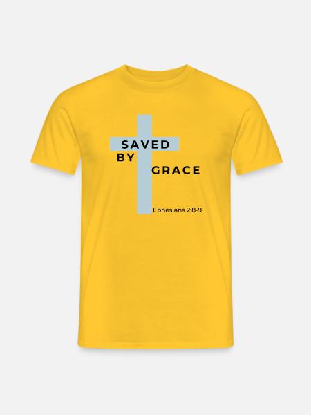 Gerettet durch Gnade - Männer T-Shirt - Gelb
