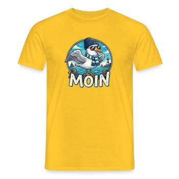 Moin Küsten-Seemöwe mit Schal & Mütze - Männer T-Shirt - Gelb - Vorne - AI Model Male 178 dark (178cm)