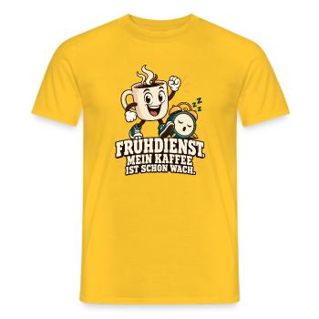 Frühdienst Kaffee Bereits Wach - Männer T-Shirt - Gelb - Vorne - AI Model Male 178 dark (178cm)