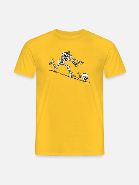 Na tja, Kopfloses Skelettrollendes Schädel-Meme - Männer T-Shirt - Gelb