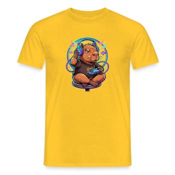 Capybara Gamer Mit Controller Gaming Kawaii - Männer T-Shirt - Gelb - Vorne - AI Model Male 178 dark (178cm)