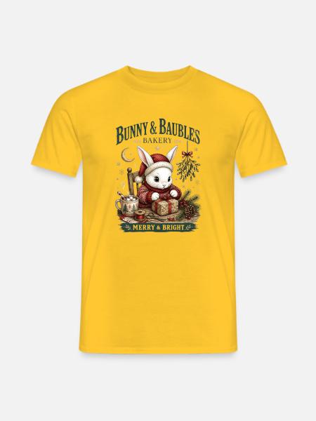 Bunny & Bubbles Weihnachtsbäckerei - Männer T-Shirt - Gelb
