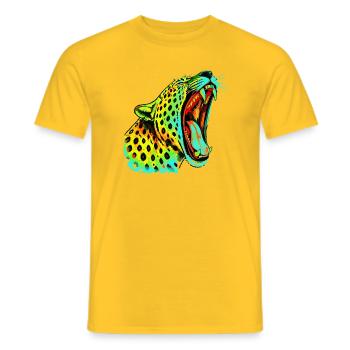 Brüllender Psychodelischer Neonleopard - Männer T-Shirt - Gelb - Vorne - AI Model Male 178 dark (178cm)