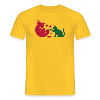 Katze Christbaumkugel Grafik - Männer T-Shirt - Gelb - Vorne - AI Model Male 178 dark (178cm)