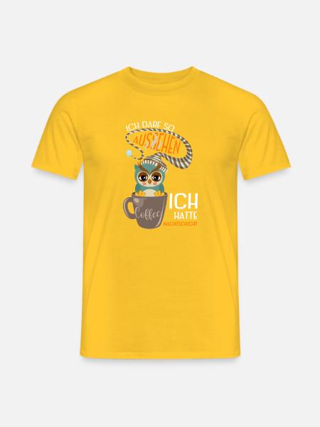 KaffeeEule auf Nachtschicht - Männer T-Shirt - Gelb